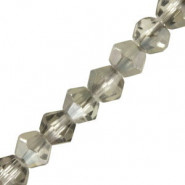 Faceted glass bicone beads 4mm Tranparent grey